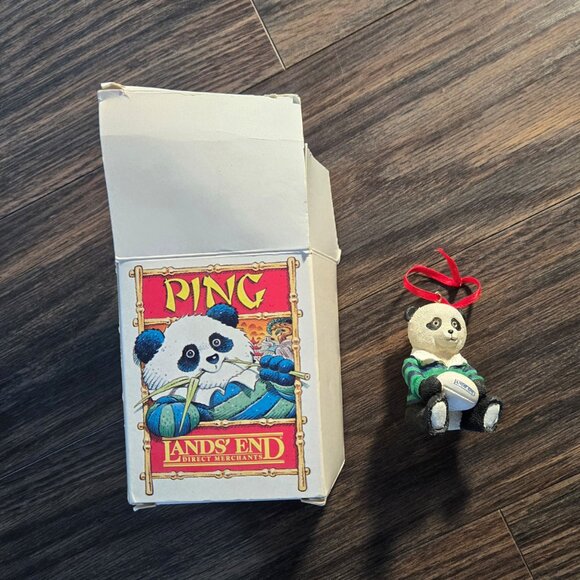 Vintage (1996) LANDS' END "Ping" Panda Bear Christmas Ornament NEW IN BOX - Picture 1 of 7